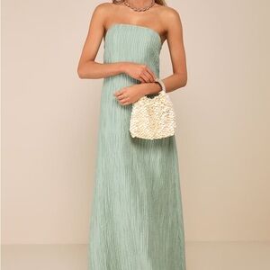 Lulus Strapless Green Maxi Dress
